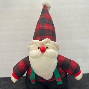 Vintage Department 56 Santa Christmas Plaid Nylon Plush Puffalump 16"